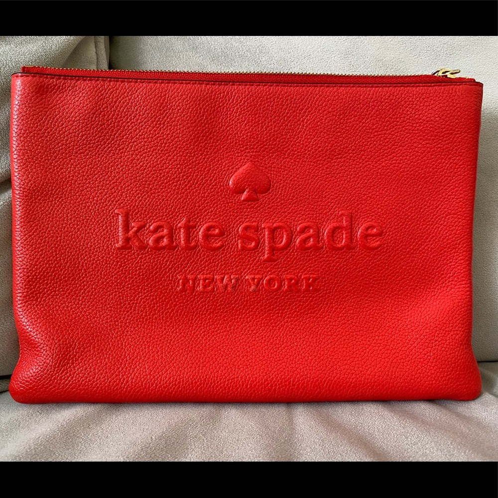 Kate Spade Larchmont Ave Logo Gia Leather Clutch